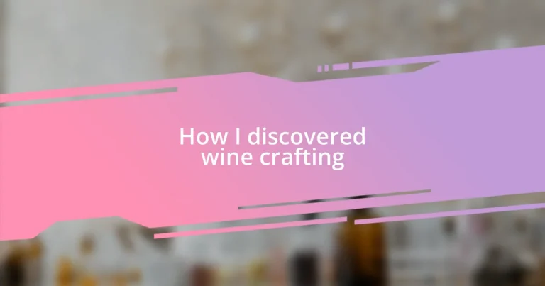 How I discovered wine crafting