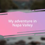 My adventure in Napa Valley