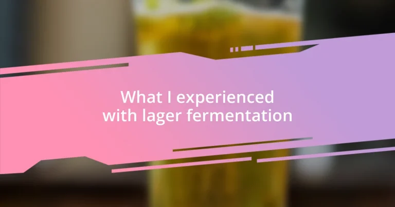 What I experienced with lager fermentation